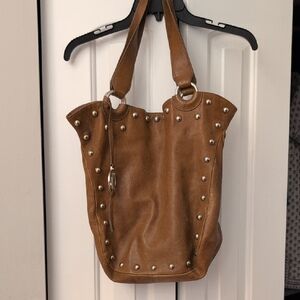 Stuart Weitzman Tan Studded Tote Bag